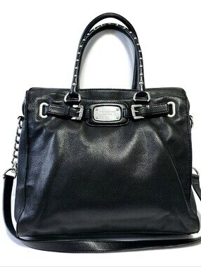 Michael Kors LEATHER Large Tote Bag Black Purse